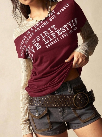 Bohemela Autumn Boho Casual Knit Contrast Lace Women Blouse - Image 3