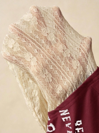 Bohemela Autumn Boho Casual Knit Contrast Lace Women Blouse - Image 10