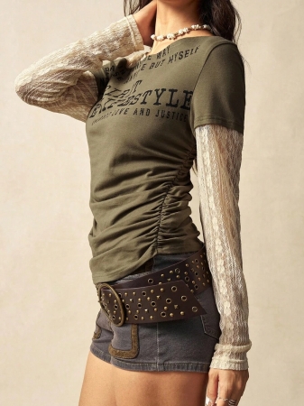 Bohemela Autumn Boho Casual Knit Contrast Lace Women Blouse - Image 17