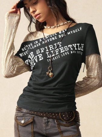 Bohemela Autumn Boho Casual Knit Contrast Lace Women Blouse - Image 22