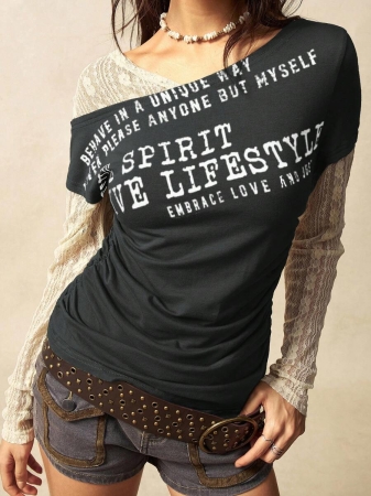 Bohemela Autumn Boho Casual Knit Contrast Lace Women Blouse - Image 25