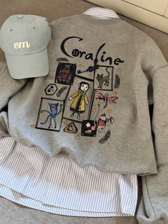 Women's Casual Crew Neck Sweatshirt With Cute Girl Cartoon English Print, Fashionable And Versatile, Suitable For Autumn/Winter - Image 10