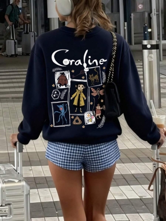 Women's Casual Crew Neck Sweatshirt With Cute Girl Cartoon English Print, Fashionable And Versatile, Suitable For Autumn/Winter - Image 19