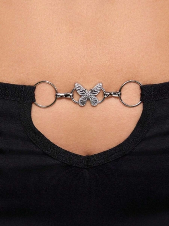 ROMWE Kawaii Fashionable Chic Metal Butterfly Chain Decor Women's Briefs - Image 3