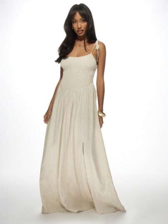 MISSGUIDED Shirred Bodice Maxi Dress Sleeveless Summer Wedding Guest Beach Vacation Resort Wear Flowy Empire Waist Long Flare Gown With Pockets Elegant