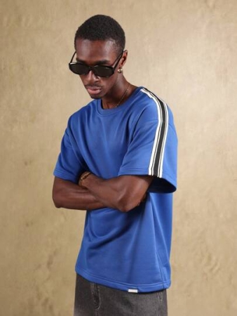 SUMWON Retro Athletic Boxy Fit Short Sleeve Tee With Side Stripe Casual Sport Streetwear Active Leisure Summer Athleisure