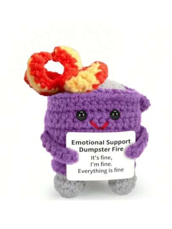 1pc Emotional Dustbin Fire-Interesting Hand-Crocheted Dustbin Fire Doll With Positive Words, Dustbin Fire Table Decoration Accessories, Suitable For Friends' Birthdays And Family Room Decoration (Purple),It Is A Good Choice To Encourage The Fire Crochet Of Garbage Bins. This Is A Thoughtful Gift For Family, Friends Or Colleagues, And It Will Definitely Bring A Smile To Anyone.