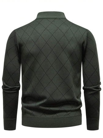 Manfinity Mode Men's Lightweight Half-Zip Knitted Sweater, Long Sleeve Pullover, For Fall Winter - Image 3