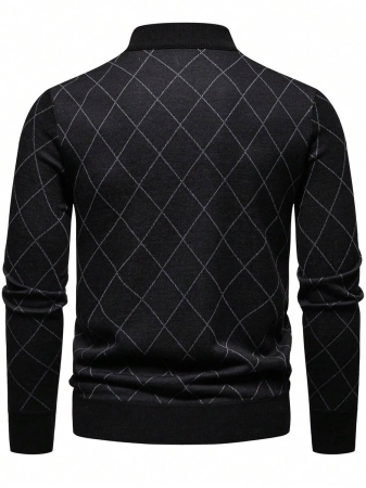 Manfinity Mode Men's Lightweight Half-Zip Knitted Sweater, Long Sleeve Pullover, For Fall Winter - Image 9