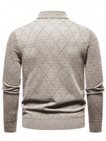 Manfinity Mode Men's Lightweight Half-Zip Knitted Sweater, Long Sleeve Pullover, For Fall Winter - Image 19