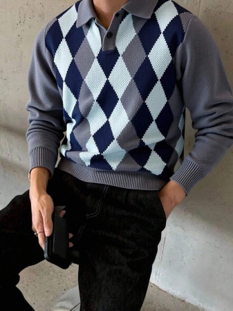 Manfinity Mode Men's Lightweight Half-Zip Knitted Sweater, Long Sleeve Pullover, For Fall Winter - Image 24