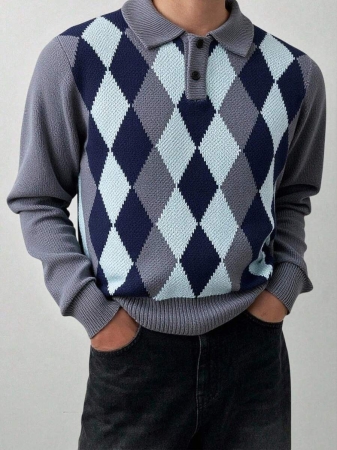 Manfinity Mode Men's Lightweight Half-Zip Knitted Sweater, Long Sleeve Pullover, For Fall Winter - Image 27