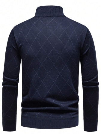 Manfinity Mode Men's Lightweight Half-Zip Knitted Sweater, Long Sleeve Pullover, For Fall Winter - Image 36