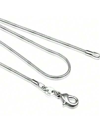 925 Sterling Silver Plated Necklace Women, Silver Fashion Jewelry Snake Chain 1mm Neck 16 18 20 22 24 26 28 30 Inches