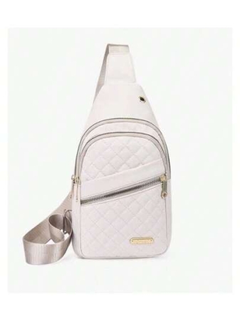 2025 Solid Color Quilted Waist Bag - Casual Large Capacity Zipper Chest Bag, Adjustable Crossbody Bag, Daily Use, Lightweight And Waterproof