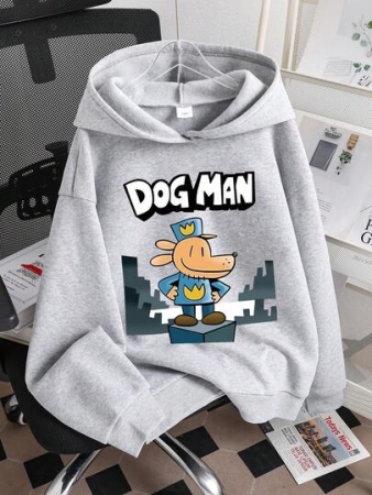 Tween Boy Cartoon Animal Print Warm Hoodie