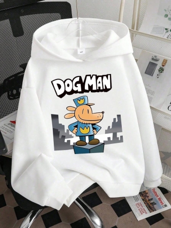 Tween Boy Cartoon Animal Print Warm Hoodie - Image 2