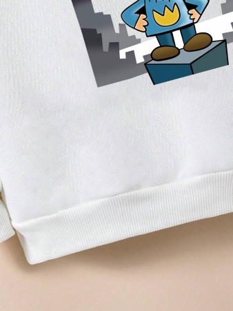 Tween Boy Cartoon Animal Print Warm Hoodie - Image 6