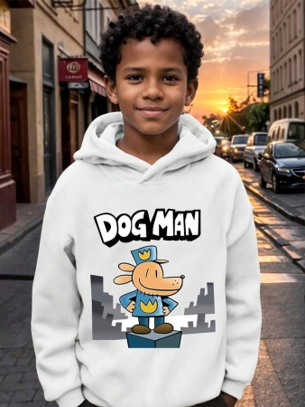 Tween Boy Cartoon Animal Print Warm Hoodie - Image 8