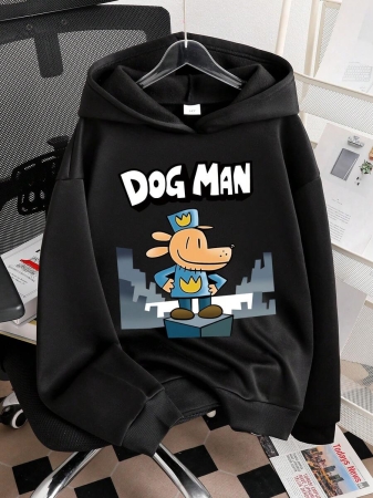 Tween Boy Cartoon Animal Print Warm Hoodie - Image 10