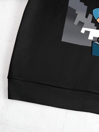 Tween Boy Cartoon Animal Print Warm Hoodie - Image 14