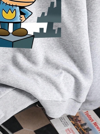 Tween Boy Cartoon Animal Print Warm Hoodie - Image 21