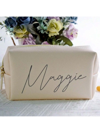 Custom Name Cosmetic Bag-Personalized Monogram Makeup Bag, Leather Toiletry Bag,Birth Month Bridesmaid Bag,Bridal Party Gifts,Bachelorette Party Favors,Bridesmaid Gift Letter Versatile,Large Capacity,Functional,Foldable,Practical,All-Purpose Contracted,Minimalist,Kawaii,Vacay Vibes/Vacation,Leisure,Basics Hot Pink,Royal Blue,Green,For Outdoors/Outings/Travel/Hiking/Stadium/Sports/Climbing,School Supplies,Back To School,For Office,For School,For Classroom,For Teacher Gifts,For University,For Colleague,For Dorm Rooms,For Teacher,For Boys And Girls,For Teenagers,Junior High School Students,Middle School Students,High School Senior High School Students,College Students,University Students,Freshman,Sophomore,Underclassmen,Family,Friends,Girlfriend,Boyfriend - Image 5
