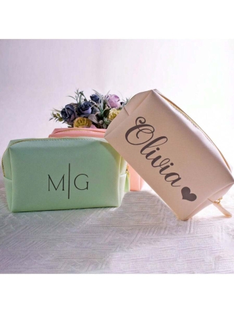 Custom Name Cosmetic Bag-Personalized Monogram Makeup Bag, Leather Toiletry Bag,Birth Month Bridesmaid Bag,Bridal Party Gifts,Bachelorette Party Favors,Bridesmaid Gift Letter Versatile,Large Capacity,Functional,Foldable,Practical,All-Purpose Contracted,Minimalist,Kawaii,Vacay Vibes/Vacation,Leisure,Basics Hot Pink,Royal Blue,Green,For Outdoors/Outings/Travel/Hiking/Stadium/Sports/Climbing,School Supplies,Back To School,For Office,For School,For Classroom,For Teacher Gifts,For University,For Colleague,For Dorm Rooms,For Teacher,For Boys And Girls,For Teenagers,Junior High School Students,Middle School Students,High School Senior High School Students,College Students,University Students,Freshman,Sophomore,Underclassmen,Family,Friends,Girlfriend,Boyfriend - Image 7