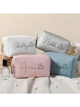 Custom Name Cosmetic Bag-Personalized Monogram Makeup Bag, Leather Toiletry Bag,Birth Month Bridesmaid Bag,Bridal Party Gifts,Bachelorette Party Favors,Bridesmaid Gift Letter Versatile,Large Capacity,Functional,Foldable,Practical,All-Purpose Contracted,Minimalist,Kawaii,Vacay Vibes/Vacation,Leisure,Basics Hot Pink,Royal Blue,Green,For Outdoors/Outings/Travel/Hiking/Stadium/Sports/Climbing,School Supplies,Back To School,For Office,For School,For Classroom,For Teacher Gifts,For University,For Colleague,For Dorm Rooms,For Teacher,For Boys And Girls,For Teenagers,Junior High School Students,Middle School Students,High School Senior High School Students,College Students,University Students,Freshman,Sophomore,Underclassmen,Family,Friends,Girlfriend,Boyfriend - Image 24