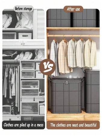 1PC Black Storage Bag, Thickened Large-Capacity Mobile Bag, Wardrobe Storage Bag, Clothes Quilt Finishing Bag, Seasonal Clothing Storage Bag, Blanket Quilt Clothes Moving Packing Thickened Large Woven Bag, Foldable Portable Storage Bag Suitable For Bedroom, Wardrobe, Under Bed, Living Room Dorm Room Essentials Clothes Organizer Closet Organization And Storage - Image 9