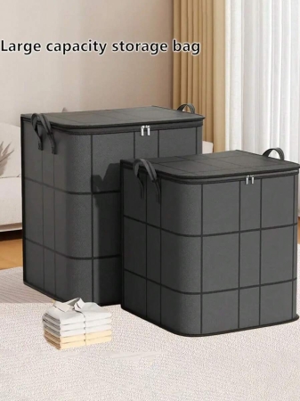1PC Black Storage Bag, Thickened Large-Capacity Mobile Bag, Wardrobe Storage Bag, Clothes Quilt Finishing Bag, Seasonal Clothing Storage Bag, Blanket Quilt Clothes Moving Packing Thickened Large Woven Bag, Foldable Portable Storage Bag Suitable For Bedroom, Wardrobe, Under Bed, Living Room Dorm Room Essentials Clothes Organizer Closet Organization And Storage - Image 12