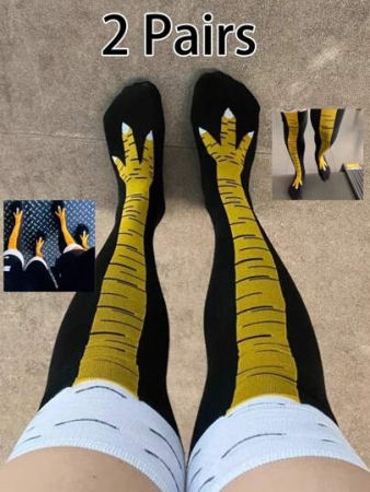 1/2 Pairs Unisex Chicken Claw Funny Over-The-Knee Socks, Unique Socks Suitable For Daily Wear, Sports, Gatherings, Y2k