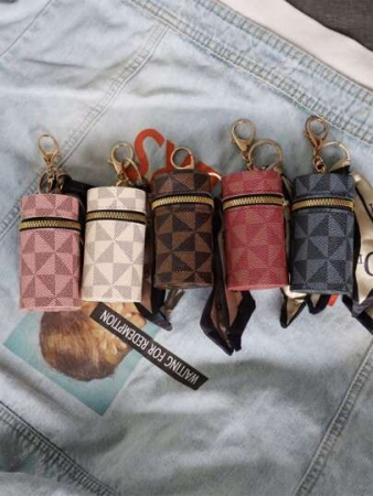 Mini Retro Purse Classic Pouch With Scarf Decor Zipper Portable Multifunctional Lipstick Bag Vintage Lipstick Key Bag Mini Retro Purse Classic Small Pouch & Bag Accessories Hot Pink Keychain For Women Wallet Mini Wallet Purse Wallet Coin Wallet