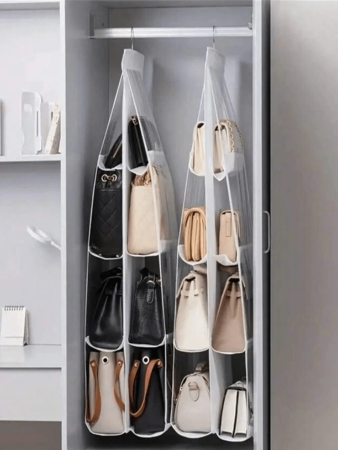 1pc, 6/8 Pockets Hanging Purse Handbag Organizer Clear Hanging Shelf Bag Collection Storage Holder Purse Bag Wardrobe Closet Space Saving Organizers Decor, Room Decorations, Decorations, Decor, Storage, Organizer Dress Pants Shoes Jeans Boots Skirt Bedroom, Organizer, Home Storage, White T Shirt Women, Black Pants Women, Ladies Winter Clothes, Dress, - Image 2