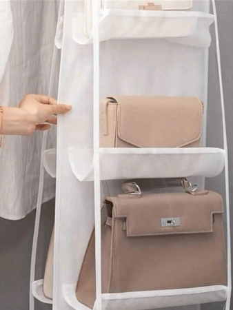 1pc, 6/8 Pockets Hanging Purse Handbag Organizer Clear Hanging Shelf Bag Collection Storage Holder Purse Bag Wardrobe Closet Space Saving Organizers Decor, Room Decorations, Decorations, Decor, Storage, Organizer Dress Pants Shoes Jeans Boots Skirt Bedroom, Organizer, Home Storage, White T Shirt Women, Black Pants Women, Ladies Winter Clothes, Dress, - Image 11