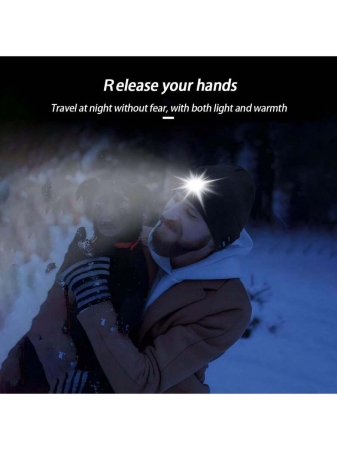 1pc Bluetooth Brimless Poop Hat With Lights, Unisex USB Rechargeable 4 LED Flashlight Hat With Wireless Headphones, Cool Gift For Men, Women And Teenagers, Winter Warm Hat For Outdoor Skiing Hunting Camping Hiking Running Fishing - Image 11