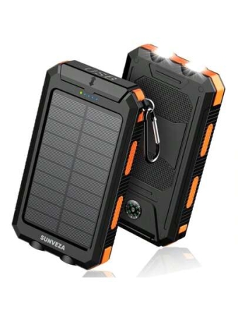 SUNVEZA 10000Mah/36800mAh/40000Mah-Solar-Charger-Power-Bank Portable Charger,QC3.0 Fast Charger Dual USB Port Built-In Led Flashlight And Compass For All Cell Phone And Electronic Devices