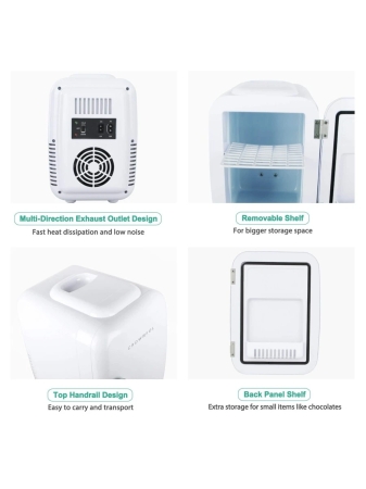 Mini Fridge, 4 Liter/6 Can Portable Cooler and Warmer Personal Refrigerator for Skin Care, Cosmetics, Beverage, Food - Image 43