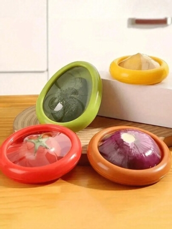 4pcs Fresh-Keeping Box Set For Fruits And Vegetables - Refrigerator Storage Container With Cover, Food Crisper, And Fruit Keeper - Reusable And Durable Kitchen Accessory For Preserving Freshness Fruit And Vegetable Anti-Oxidation Storage Box, Silicone Fruit Storage Box Ideal, Reusable Storage Containers For Fridge Fruit And Vegetable Anti-Oxidation Storage Box