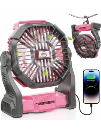 Portable Camping Tent Fan With LED Light & 10400mAh Rechargeable Battery – Quiet Outdoor Fan And Power Bank For Travel, Hiking, Home, Desk, And Sleeping,Travel Essentials Hand Held Fan,Portable Fans