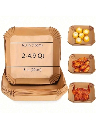 100pcs Disposable Air Fryer Liners (6.3''), Square Paper Air Fryer Liner Pots, Paper Basket Bowls, Baking Trays, Oven Accessories, Baking Tools, Kitchen Gadgets, Kitchen Accessories - Image 4