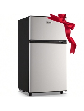 WANAI WANAI Compact Refrigerator 3.5 CU.FT Double Door Mini Fridge With Freezer Small Refrigerator With 7 Adjustable Temperature Side Door Wire Rack Suit For Dorm Office Apartment Black