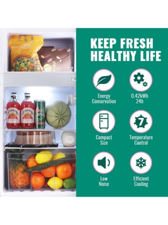 WANAI WANAI Compact Refrigerator 3.5 CU.FT Double Door Mini Fridge With Freezer Small Refrigerator With 7 Adjustable Temperature Side Door Wire Rack Suit For Dorm Office Apartment Black - Image 3