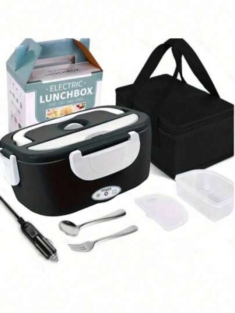 Electric Lunch Box Food Warmer - Herrfilk Portable Food Heater For Car & Home - Leak Proof, Lunch Heating Microwave For Truckers With Removable Stainless Steel Container 1.5 L, 110V/12V[Upgraded]