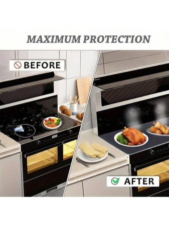 Silicone Stove Top Cover For Electric Stove, 28 X 20 Inch Pyrex Top Stove Top Cover Protector With Raised Ridges For Dish Drying, Black - Image 5
