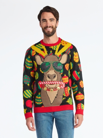 Men's Dasher Reindeer Ugly Christmas Sweater from Holiday Time, Midweight, Sizes M-2XL