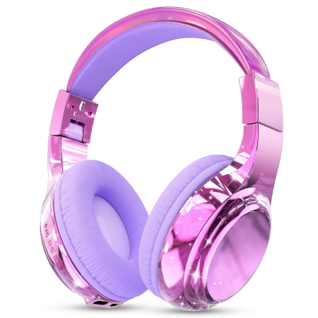 QearFun Bluetooth Headphones for Kids, Wireless Headphones with Built-in Mic, Includes Aux Cord, USB C, 3.5mm Jack, Bluetooth 5.3, On Ear Kids Headphones for School/Travel/Tablet(Light Purple)