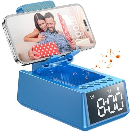 Birthday Gifts for Men Women, Cell Phone Stand Bluetooth Speaker with Anti-Slip Base, Hd Surround Sound, Cool Multi Functional Gadget, Unique Gift for Him, Her, Husband, Wife, Dad, Mom