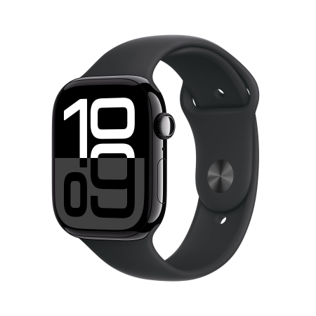 Apple Watch Series 10 GPS 46mm Jet Black Aluminum Case with Black Sport Band - M/L