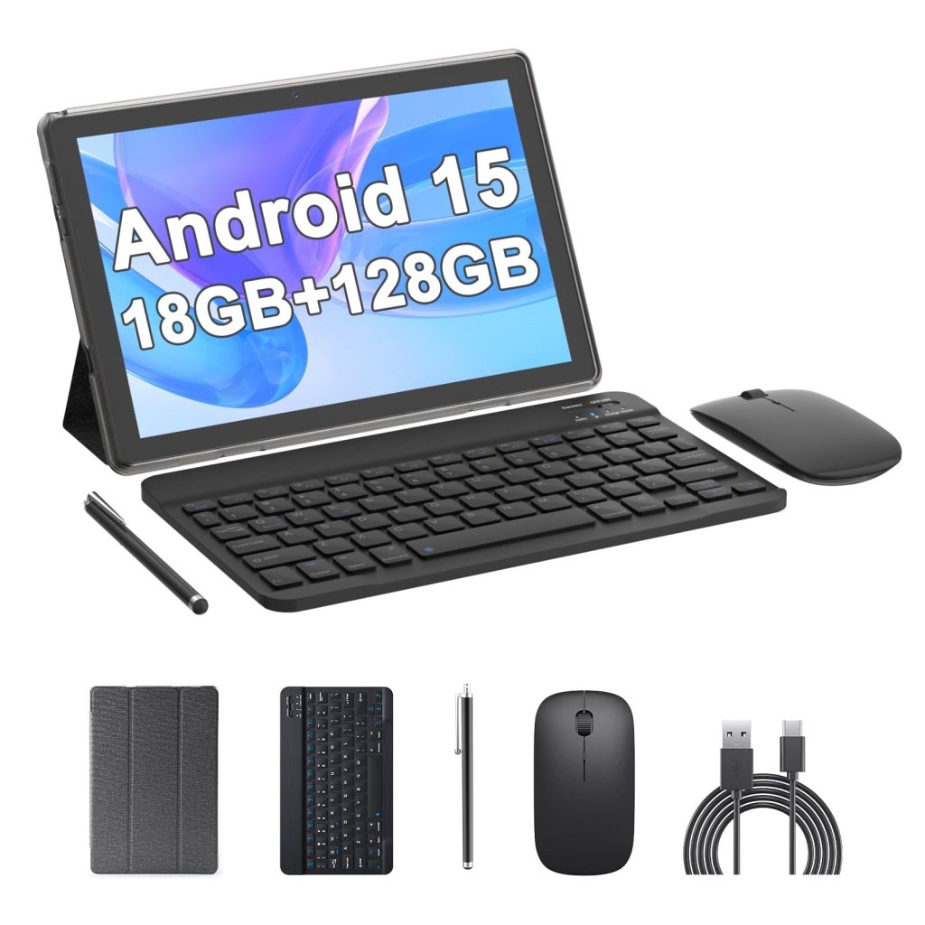 2024 Newest Android 13 Tablet 10 Inch, 12GB RAM 128GB ROM/1TB Expandable Tablet PC, 2 in 1 Tablets with Keyboard, Quad-Core 2.0GHz CPU HD Screen, Google Certified 5G WiFi 6 BT 5.0, 8MP Camera Tableta